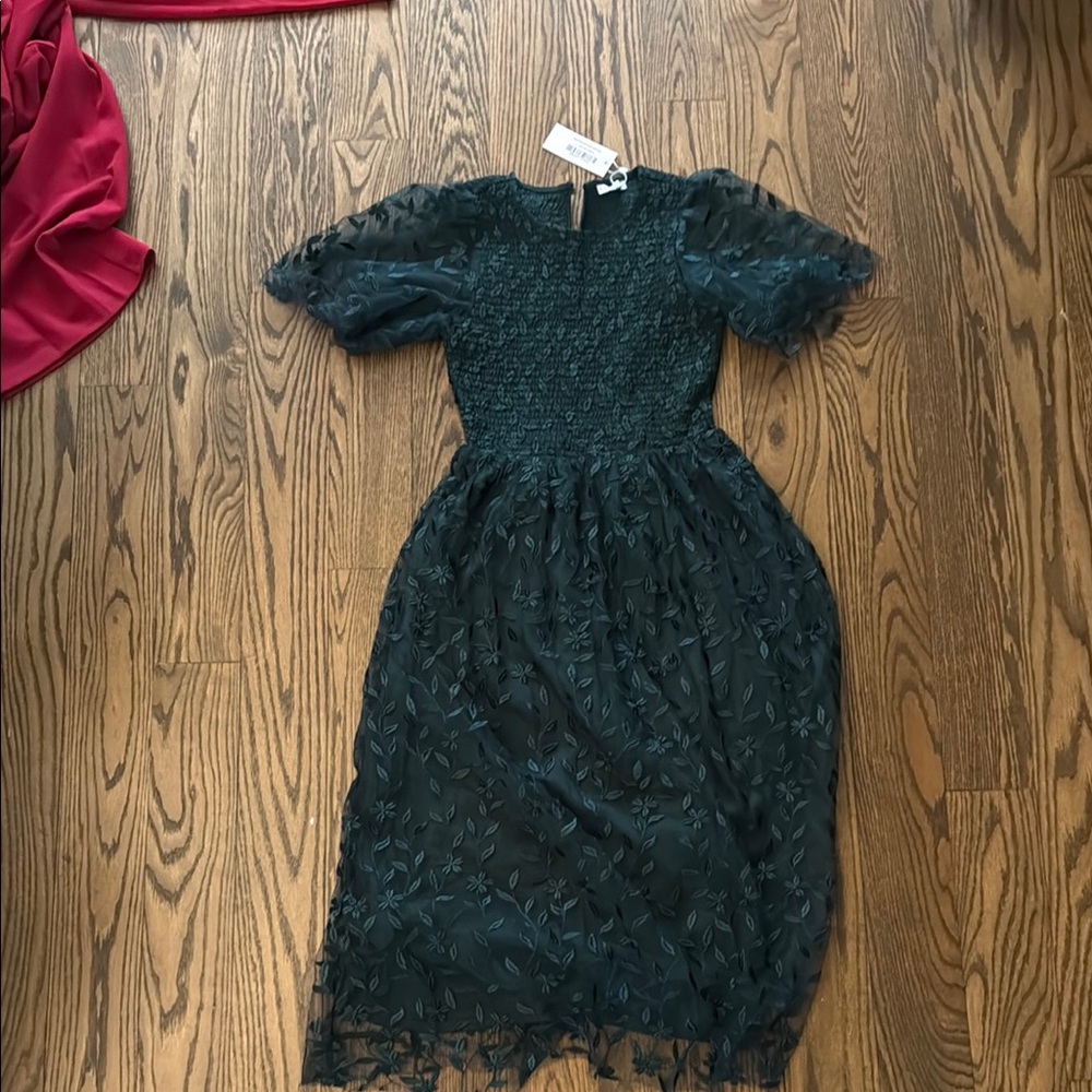 Kendra Dark Green Embroidered Dress - Picture 3 of 4